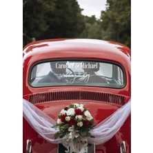 Lora Wedding Gelin Arabası Cam Yazısı İsme Özel 38cm Siyah | “Wedding Day” ve İsimleriniz Yazılı Düğün, Nikah, Nişan İçin Araba Cam Yazısı Sticker, Folyo, Vinil