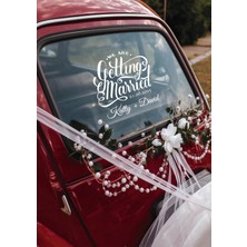 Lora Wedding Gelin Arabası Cam Yazısı İsme Özel 38cm Altın | “We are Getting Married” ve İsimleriniz Yazılı Düğün, Nikah, Nişan İçin Araba Cam Yazısı Sticker, Folyo, Vinil