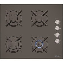 Simfer 3500 Gaz Emniyetli Ankastre Cam Ocak 60 cm Dört Gözlü Siyah Cam