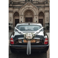 Lora Wedding Gelin Arabası Cam Yazısı İsme Özel 38cm Beyaz | "Just Married" ve İsimleriniz Yazılı Düğün, Nikah, Nişan İçin Araba Cam Yazısı Sticker, Folyo, Vinil
