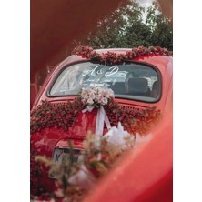 Lora Wedding Gelin Arabası Cam Yazısı İsme Özel 38cm Altın | Baş Harfli “Just Married” ve İsimleriniz Yazılı Düğün, Nikah, Nişan İçin Araba Cam Yazısı Sticker, Folyo, Vinil