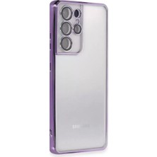 Prativas Galaxy S21 Kılıf Lensli Silikon - Mor