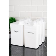 DNS Home 6'lı Bakliyat Seti Kendinden Ölçekli Saklama Kabı Etiketli Erzak Kabı Erzak Seti 3000 ml
