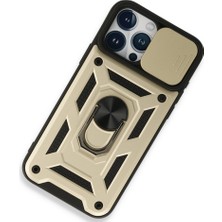 Bezos iPhone 15 Pro Max Kılıf Pars Lens Yüzüklü Silikon - Gold