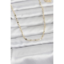 Mey Ithalat® cm 14K Gold Renk Yassı Gemici Zincir Model 60 cm Kadın Kolye