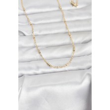 Mey Ithalat® cm 14K Gold Renk Bar Zincir Model 60 cm Kadın Kolye