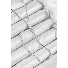 Mey Ithalat® Pirinç Zirkon Taşlı Ezme Zincirli Model Gümüş Renk Y Kolye