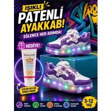 Işıklı Spor Ayakkabı Patenli 4 Tekerlekli Dönüşümlü Çocuk Ayakkabısı Güneş Kremi Hediyeli