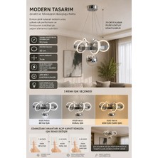 Dmr 1 Toplu Sarmaşık Sarkıt LED Avize Krom Geniş Şerit Kasa Üç Renk 6500K/4000K/3000K (Beyaz /ılık Beyaz/sarı (Günışığı))