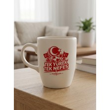 Palto Tasarım Tek Yürek Tek Nefes Krem Oval Kupa - Hediyelik Kupa Fincan Mug