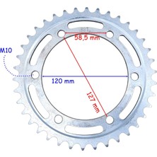 OEM Rks R250 Arka Dişli 520-38T Iç 120 mm 6 Delikli Geniş Göbekli Öm