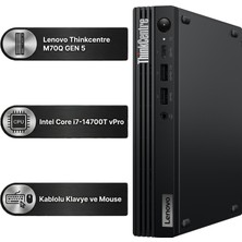 Lenovo Thinkcentre M70Q Gen 5 Intel Core I7-14700T 16GB 512GB SSD Windows 11 Pro Mini Masaüstü Bilgisayar 12TESH46TX 008