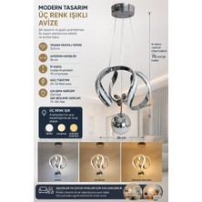 Dmr 1 Toplu Ahtapot Sarkıt LED Avize Krom Geniş Şerit Kasa Üç Renk 6500K/4000K/3000K (Beyaz /ılık Beyaz/sarı (Günışığı))