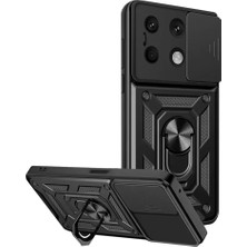 Prativas Redmi Note 13 4g Kılıf Pars Lens Yüzüklü Silikon - Siyah