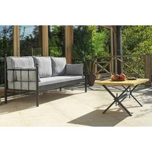 Vivense Lalas Metal Sofa Sedir Üçlü Koltuk, Füme, 70X200