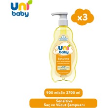 Uni Baby Sensitive Saç ve Vücut Şampuanı 900 ml 3'lü