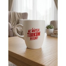 Palto Tasarım Ne Mutlu Türküm Diyene ! 01 Krem Oval Kupa - Hediyelik Kupa Fincan Mug