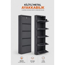 Alıç Kilitli Metal Ayakkabılık Dolabı 5 Kapaklı Duvara Monte Ergonomik Tasarım 169X50X15 cm 0.7 mm Dkp Sac ve Montaj Vidaları