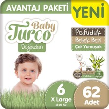 Baby Turco Doğadan 6 Beden Bebek Bezi Avantaj Paketi Pofuduk 62 Adet