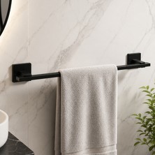 Badem10 (1 Adet) Mono Serisi 47 cm Siyah Uzun Premium Havluluk Banyo Lavabo Lüks Havlu Askılığı