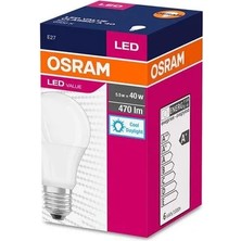 Osram LED Value 5.5W=40W 470LUMEN E27 6500K Beyaz Işık LED Ampul 1 Adet