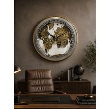 Glazze Maps Grı 60 cm Çarklı Duvar Saati