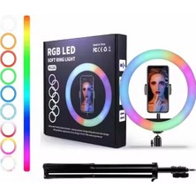 Erdineks Rgb Soft Ring Light Halka Yuvarlak Işık Tripodlu - Göz Yormayan Led, 360° Telefon Tutuculu Çekim ve Yayın Işığı