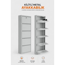 Alıç Kilitli Metal Ayakkabılık Dolabı 5 Kapaklı Duvara Monte Ergonomik Tasarım 169X50X15 cm 0.7 mm Dkp Sac ve Montaj Vidaları