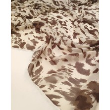 Kumaş Parça Krem Kahve Desenli Şifon Kumaş Ince Hafif Dökümlü Elbiselik & Bluzluk En: 140CM