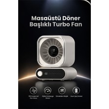 Seyutech Masaüstü Döner Başlıklı Turbo Fan Şarjlı Taşınabilir 100 Kademeli Dijital Ekranlı Sessiz Çalışma Özellikli Güçlü Masa Fanı