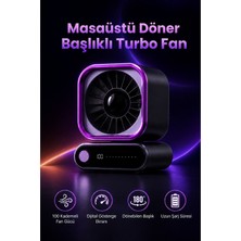 Seyutech Masaüstü Döner Başlıklı Turbo Fan Şarjlı Taşınabilir 100 Kademeli Dijital Ekranlı Sessiz Çalışma Özellikli Güçlü Masa Fanı