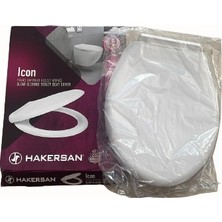 Hakersan Icon Yavaş Kapanır Klozet Kapak Beyaz Renk ve Modern Tasarım ile Kolay Montaj