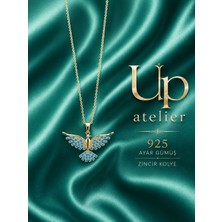 Up Atelier 925 Ayar Gümüş Ithal Zincirli Anka Kuşu Gold Model 40-45cm Ayarlanabilir