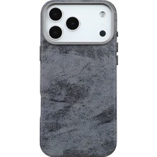 Casen iPhone 17 Pro Gri Premium Vintage Dokulu Darbe Emici Kamera Korumalı Magsafe Uyumlu Telefon Kılıfı