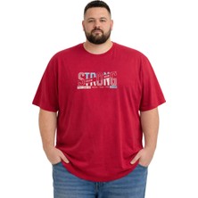Battal Moda Erkek Büyük Beden Bordo Bisiklet Yaka Kısa Kollu Strong Tişört 3xl-4xl-5xl-6xl