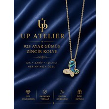 Up Atelier 925 Ayar Gümüş Ithal Zincirli Mavi Zirkon Taşlı Kelebek Model Kolye 40-45cm Ayarlanabilir