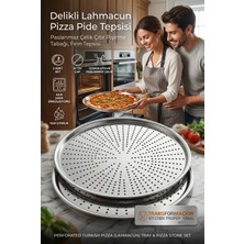 Transformacion 2'li Set Delikli Lahmacun Pizza Pide Tepsisi, 32 cm Paslanmaz Çelik Çıtır Pişirme Tabağı, Fırın Tepsisi 719633