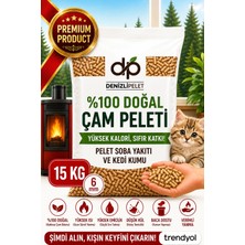 Denizli Pelet %100 Doğal Çam Pelet Kedi Kumu & Yakıt 30 lt 15 kg  6 mm İnce Taneli Koku Absorbe Edici Topaklaşmayan