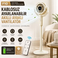 Smayling Kablosuz Ayaklı Vantilatör, Uzaktan Kumandalı, 10 Kademeli Hız Ayarlı, Otomatik Salınımlı, LED Aydınlatmalı, Şarjlı Taşınabilir Vantilatör