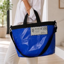Coho Objet Coho Fashion Daily Tote Çok Amaçlı Günlük Çanta - Mavi-Siyah