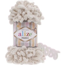 Alize 5'li Alize Puffy Kemik Renkli Mikropolyester Yün ile Yumuşak ve Hızlı Örgü
