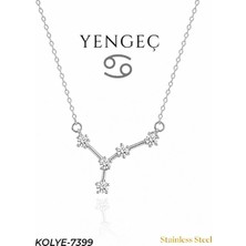 Auravelle Zirkon Taşlı Yengeç Burcu Yıldız Haritası Gümüş Renk Çelik Kolye