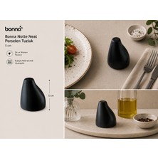 Bonnami Bonna Notte Neat Premium Porselen Tuzluk 5 cm - Mat Siyah Minimalist Modern Sofra Aksesuarı
