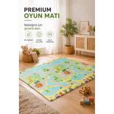 Wumboo Katlanabilir Oyun Halısı ,oyun Matı - Tek Taraflı Katlanır Mat, Oyun Matı 200X130 Cm-Yeşil Yol
