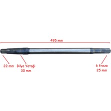 KUBA Üç Tekerli Kasalı  Aks Mili 495MM Bilya Yatağı 30MM