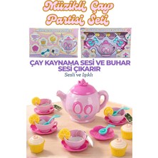 Brother Toys 25 Parça Buhar Sesi Çıkaran Çaydanlık Çay Limon Evcilik ve Mutfak Seti Bardak Tabak
