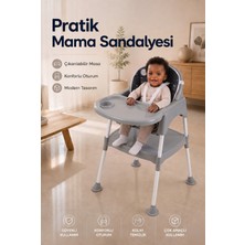 Wumboo Bebek Mama Oturağı- Çok Fonksiyonlu Bebek Mama Sandalyesi ve Dönüştürülebilir Oyun Masası Seti - Gri