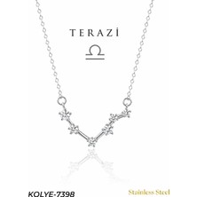 Auravelle Zirkon Taşlı Terazi Burcu Yıldız Haritası Gümüş Renk Çelik Kolye