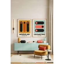 Tontilika Geometrik Modern Sanat 2'li Ahşap Çerçeveli Tablo Seti