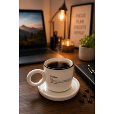 İliva Kulplu Kahve Bardağı ve Tabak Seti Modern Tasarım Kahve Kupası Türk Kahvesi Espresso Latte Sunum Set